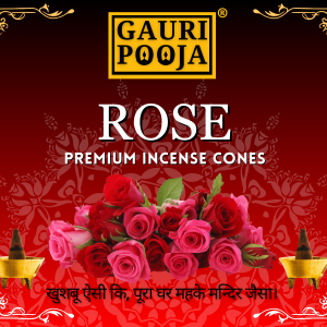 Gauri Pooja Rose Dhoop Cones Wholesale Pack | Pack of 24 | 24 Packet in 1 Box (Each Packet Contain 10 Cones)